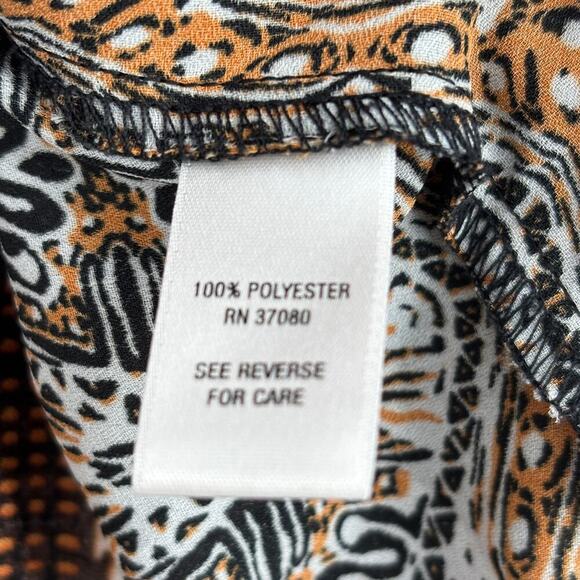 Cato Kimono Plus One Size Brown Yellow Ruffle Tie Sleeve Open Cover Up Duster - Picture 8 of 9